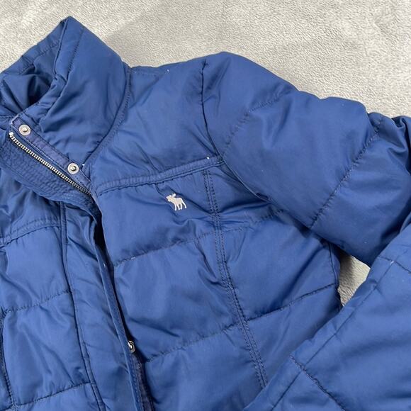 Abercrombie & Fitch S Blue Down Waterfowl‎ Feathers Y2K Short Puffer Jacket - Picture 5 of 13